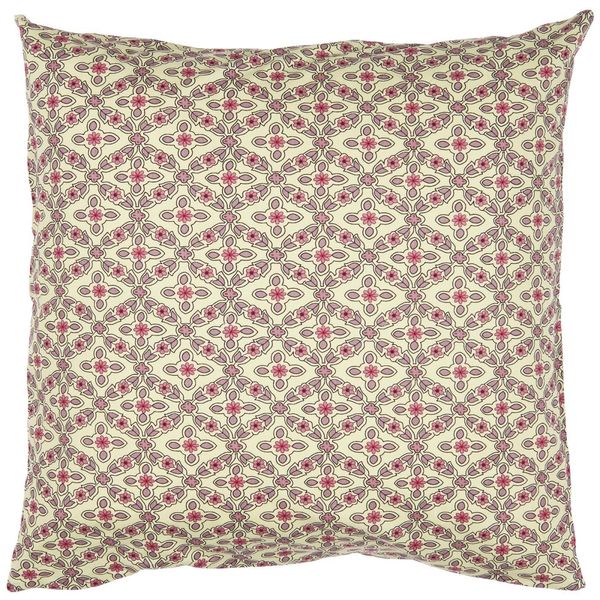 Pute m/bringebærfarget og lilla rutemønster